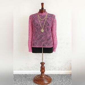 Wayf Fuchsia Lace Women's Blouse